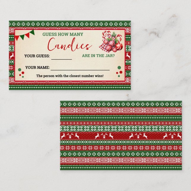 How Many Candies Game Ugly Sweater Card (Front/Back)