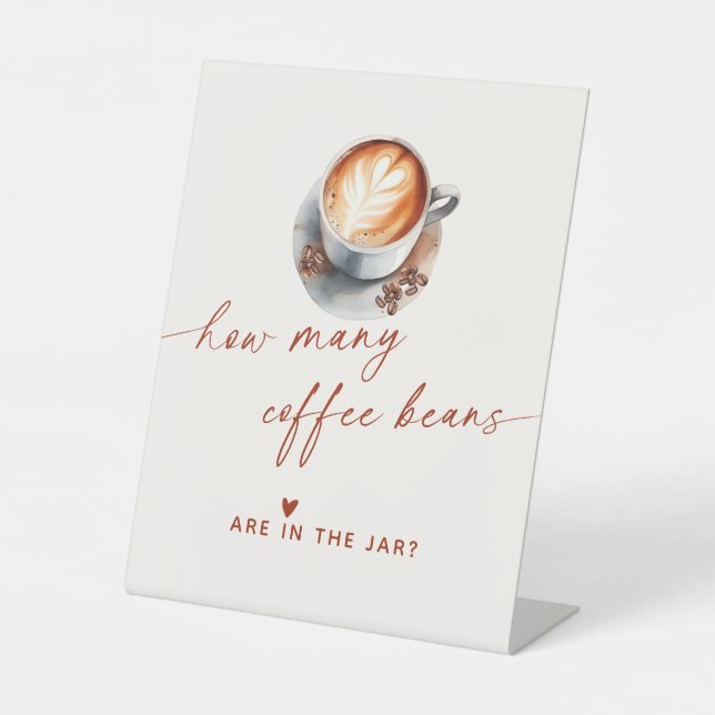 How Many Coffee Beans Bridal Shower Game Pedestal Sign (Front)