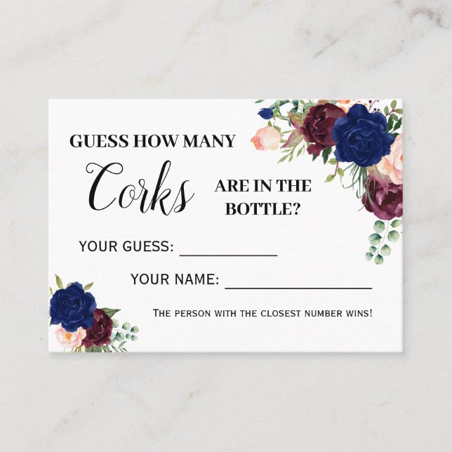 How many corks game english spanish shower card (Front)