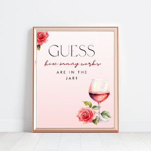 How Many Corks Wine Theme Shower Game Sign