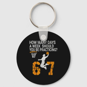 How Many Days Funny 67 Meme Basketball Practicing Keychain