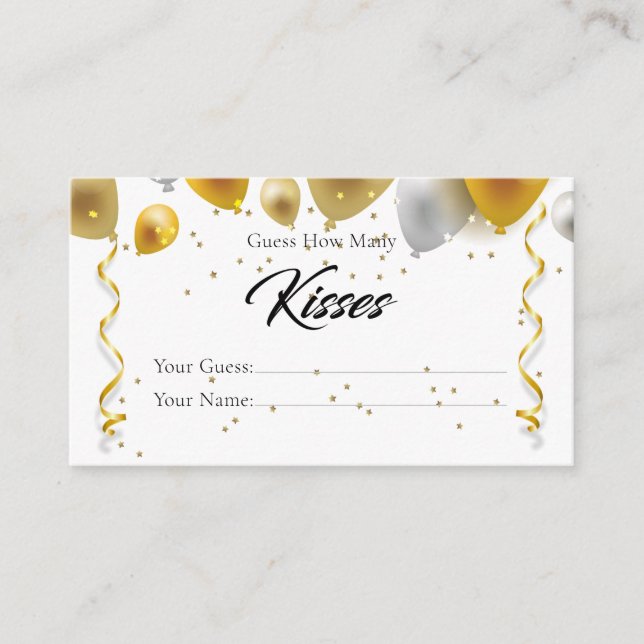How Many Kisses Bridal Game Enclosure Card (Front)