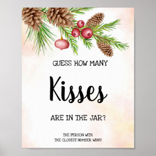 How many Kisses Christmas Bridal Shower Game Sign