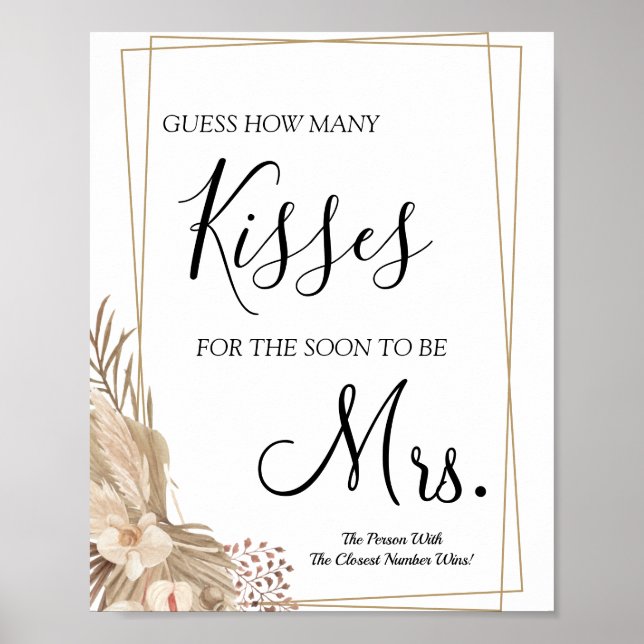 How many kisses for soon to be Mrs shower game Pos Poster (Front)