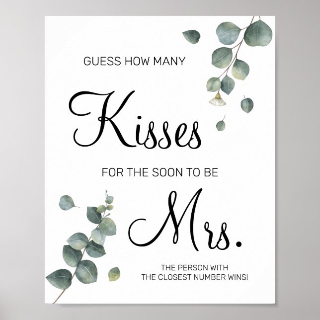 How many kisses for soon to be Mrs shower game Poster (Front)