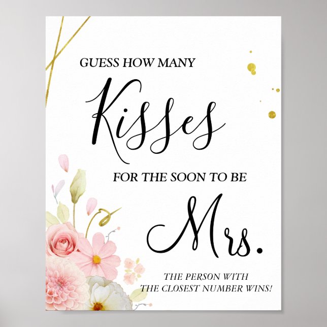 How many kisses for soon to be Mrs shower game Poster (Front)
