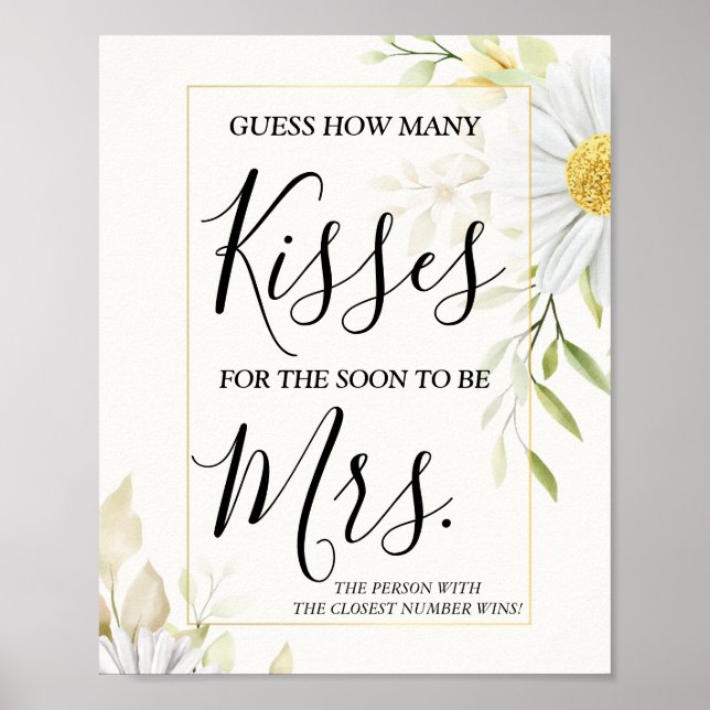 How many kisses for soon to be Mrs shower game Poster (Front)