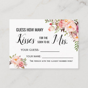 How many kisses for the soon to be Mrs game card