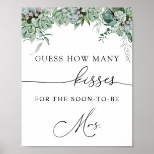 How Many Kisses for the Soon to be Mrs Sign