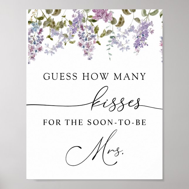 How Many Kisses for the Soon to be Mrs Sign (Front)