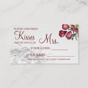 How many kisses for to be Mrs shower card game