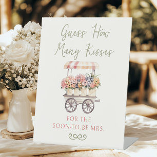 How Many Kisses Game Flower Market Bridal Shower Pedestal Sign