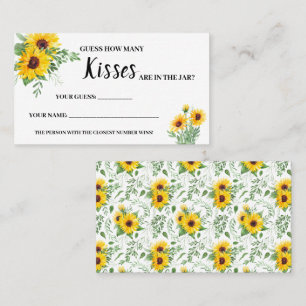 How Many Kisses Sunflowers Bridal Shower Game Card