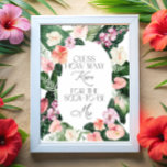 How Many Kisses Tropical Floral Bridal Shower Game Poster<br><div class="desc">How Many Kisses Tropical Floral Bridal Shower Game Poster. Matching items available. See full collection here: https://www.zazzle.com/collections/watercolor_tropical_flowers_and_leaves-119671500108864210</div>