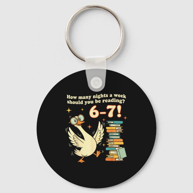 How Many Night A Week Should You Be Reading 67 Tea Keychain (Front)