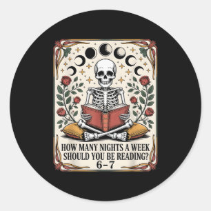 How Many Nights Reading Meme 6 7 Funny Book Lover  Classic Round Sticker