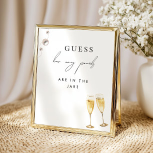 How Many Pearls Champagne Bridal Shower Game Sign
