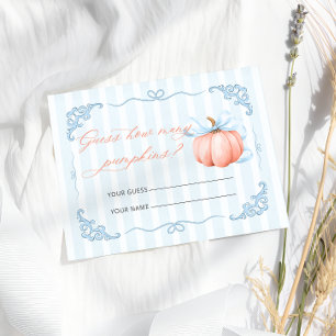 How many Pumpkins Blue Bow Baby Shower Enclosure Card