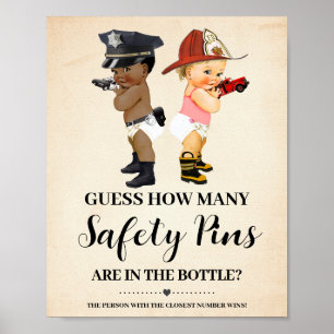 How Many Safety Pins Game Little Recruit Shower Poster