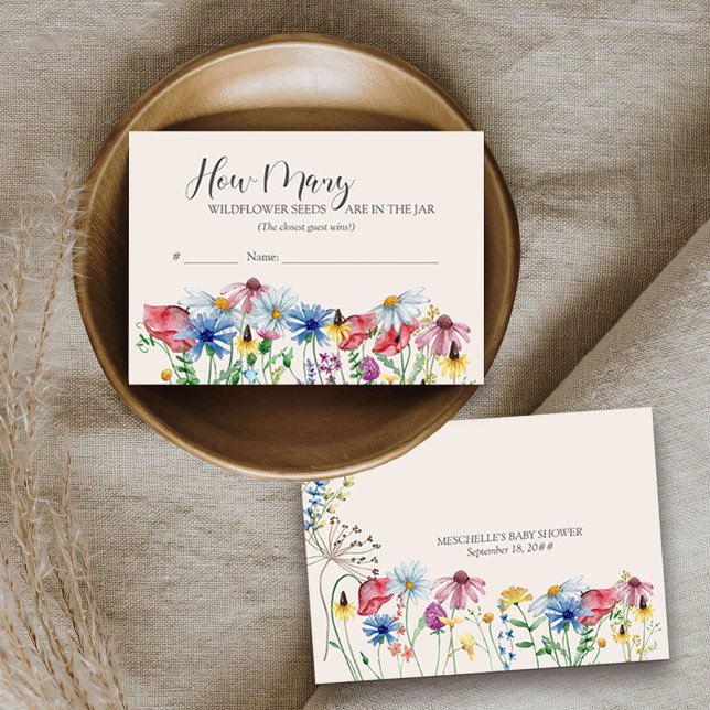 How Many Wildflower Seeds Baby Shower Game Card (Baby Shower game card - how many guessing game - from my Wildflower Charm collection)