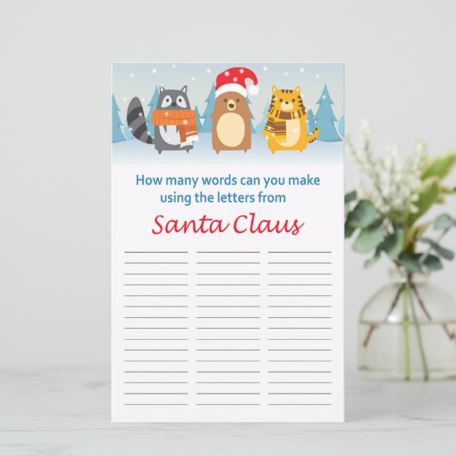 How many words can you make from Santa Claus (Standing Front)