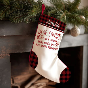 How Much Do You Know Already Funny Letter To Santa Small Christmas Stocking