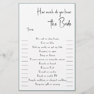 How much do you know The Bride Trivia Flyer