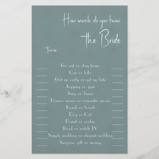 How much do you know The Bride Trivia Flyer (Front)