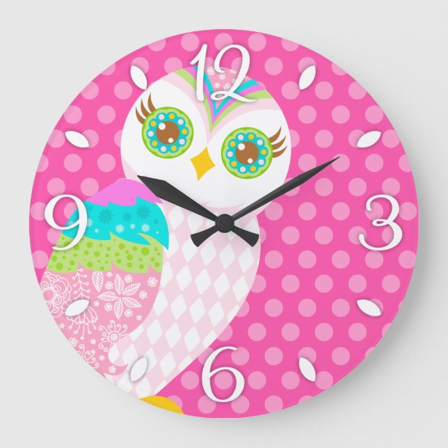 How Now White Owl Wall Clock (Front)