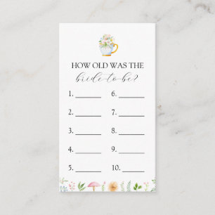 How Old is the Bride to Be Bridal Tea game card