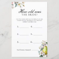 How Old Was Bride Perfect Pear Bridal Shower Game