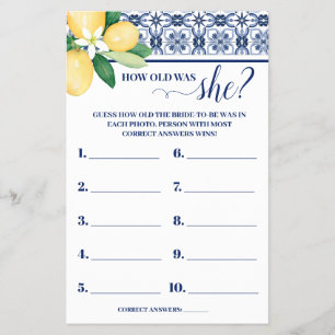 How old was She Mediterranean Shower Game Card