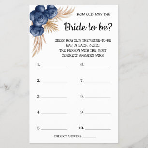 How old was the Blue Flowers  Shower Game Card