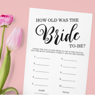 How old was the Bride Bridal Shower Game
