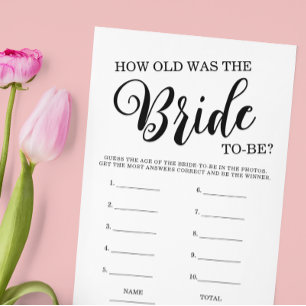How old was the Bride Bridal Shower Game Invitation