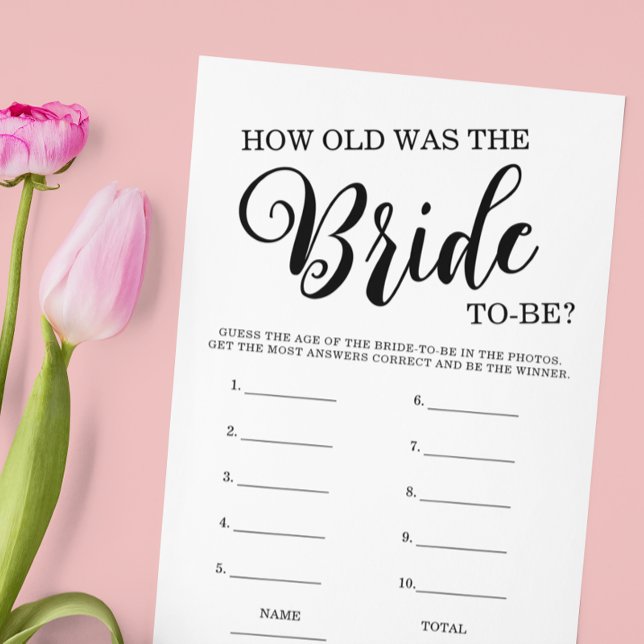 How old was the Bride Bridal Shower Game Invitation (Creator Uploaded)