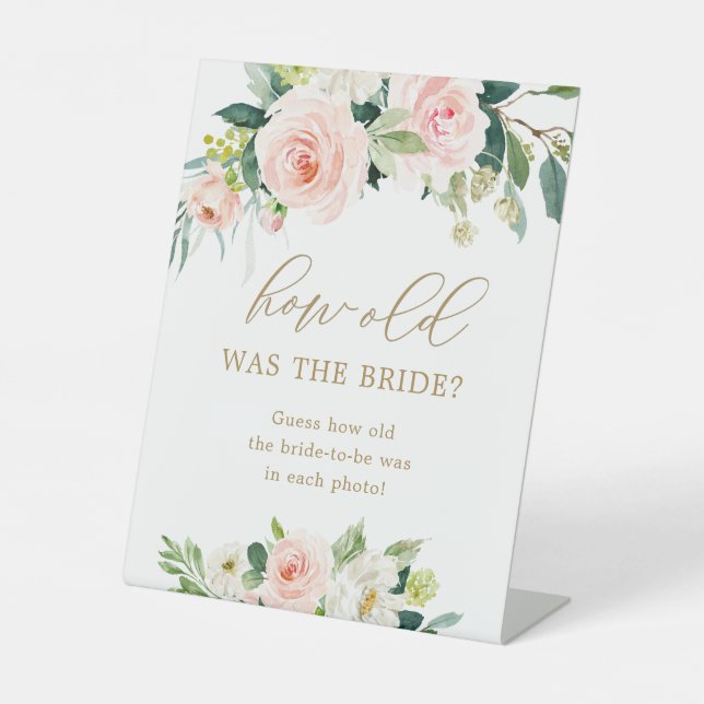 How Old Was the Bride Bridal Shower Game Pedestal Sign (Front)