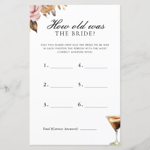How Old Was The Bride Espresso Bridal Shower Game