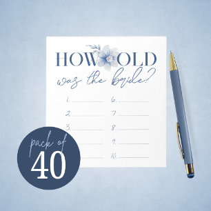 How Old Was The Bride Game Answer Sheet Notepad