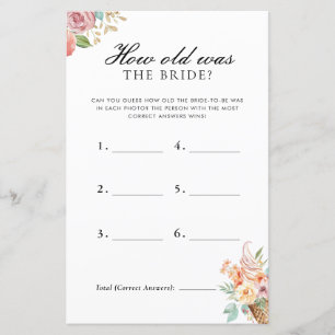 How Old Was The Bride Scooped Bridal Shower Game