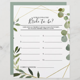 How Old Was the Bride-To-Be Bridal Shower Game