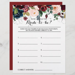 How Old Was the Bride-To-Be Bridal Shower Game