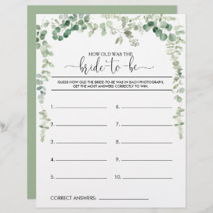 How Old Was the Bride-To-Be Bridal Shower Game