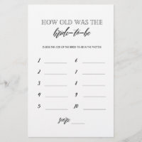 How old was the bride to be bridal shower game