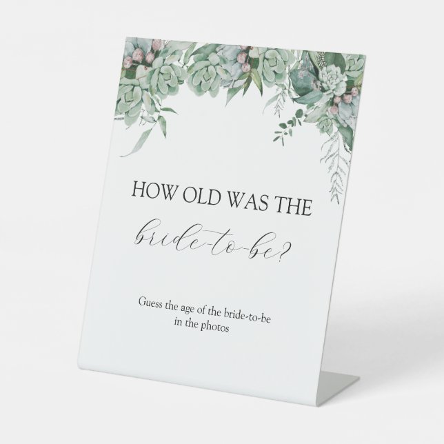 How Old was the Bride to Be Bridal Shower Game Ped Pedestal Sign (Front)