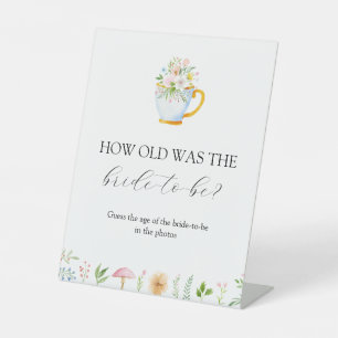 How Old was the Bride to Be Bridal Shower Game Pedestal Sign