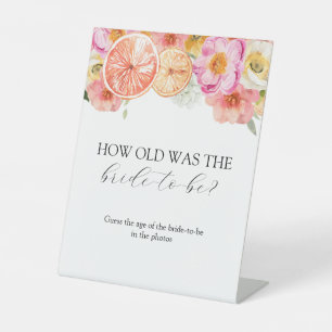 How Old was the Bride to Be Bridal Shower Game Pedestal Sign