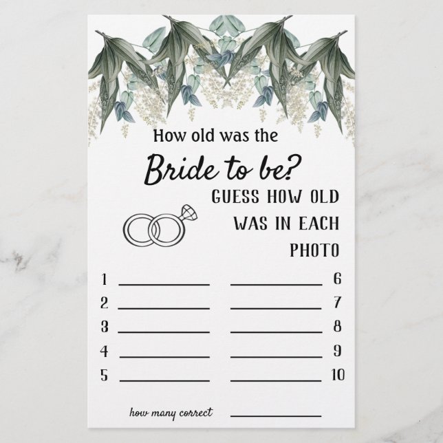 How old was the Bride to be? Flowers - Game Flyer (Front)