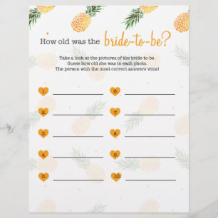 How old was the bride to be shower game pineapple