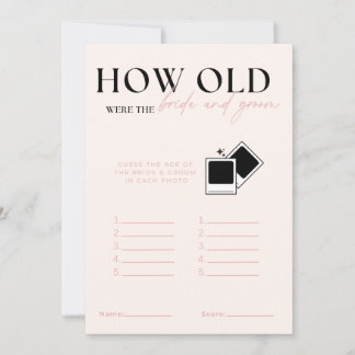 How Old Were the Bride And Groom Bridal Game Invitation